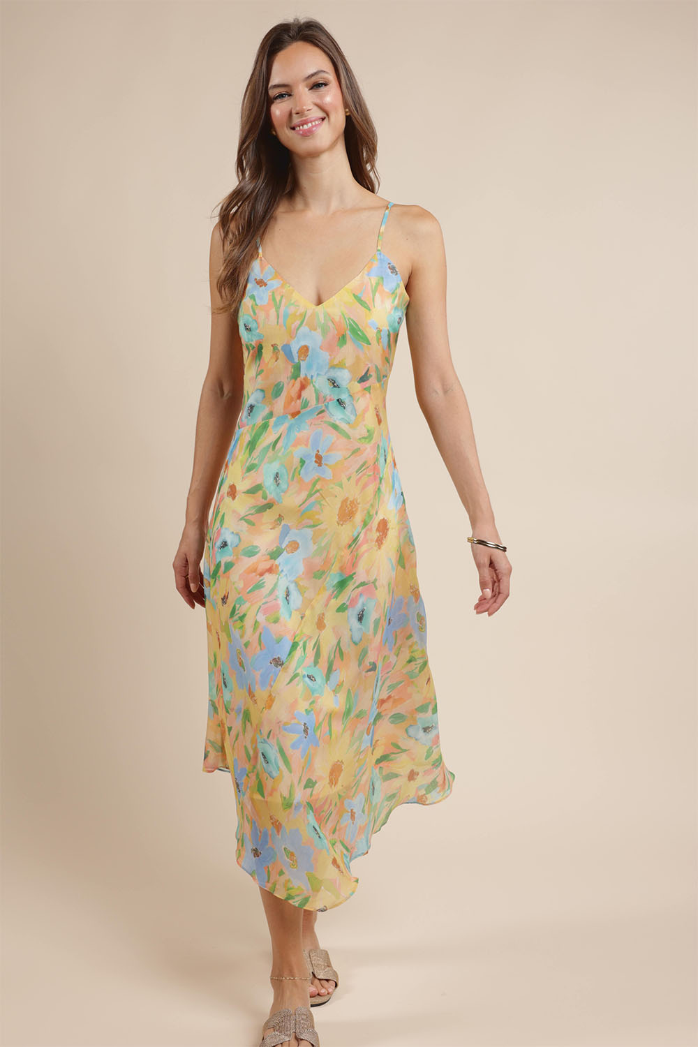 Sage the Label - Daisy Chain Slip Dress - Yellow Multi - Front