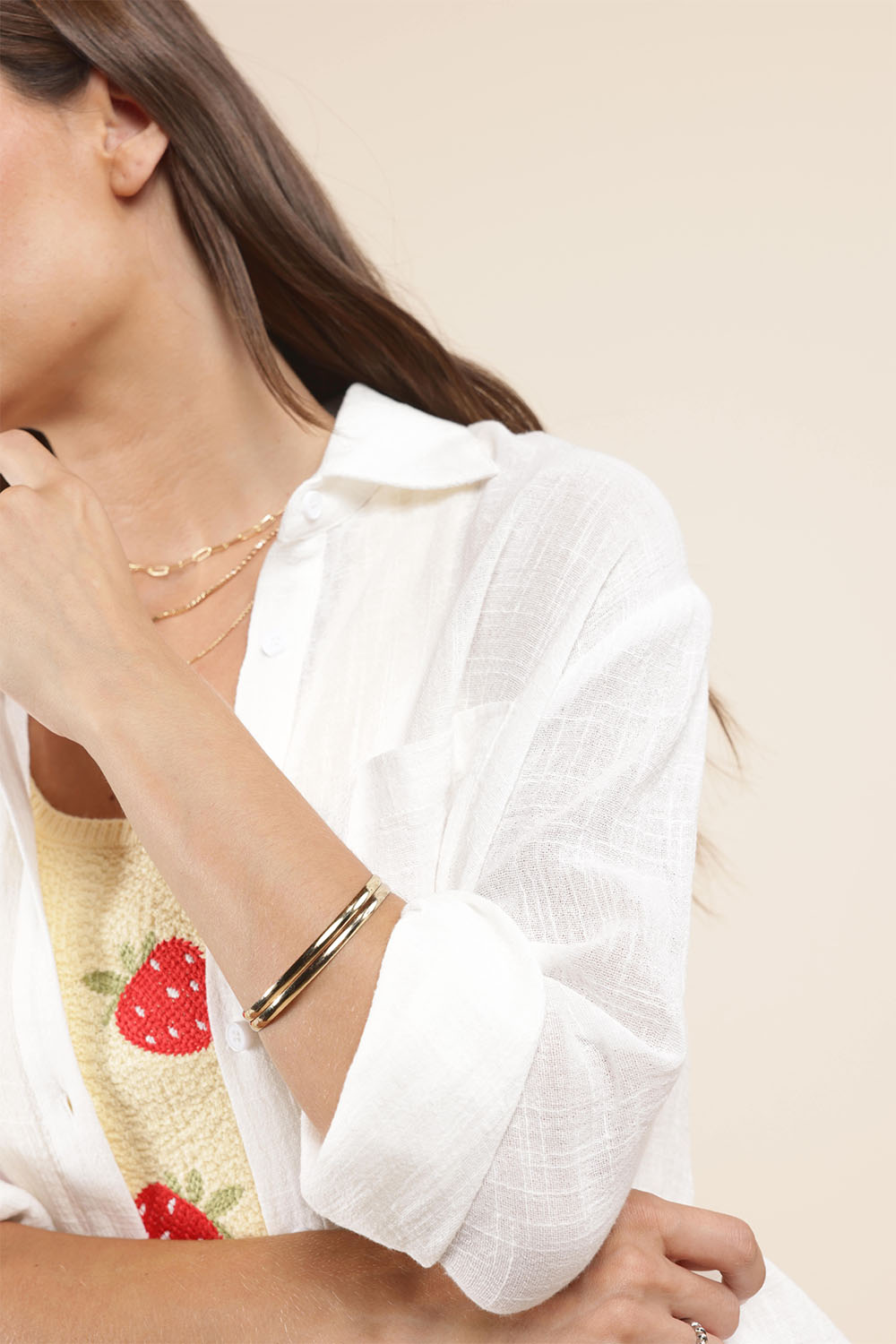 Sadie & Sage - So Cal Button Up Shirt - White - Detail