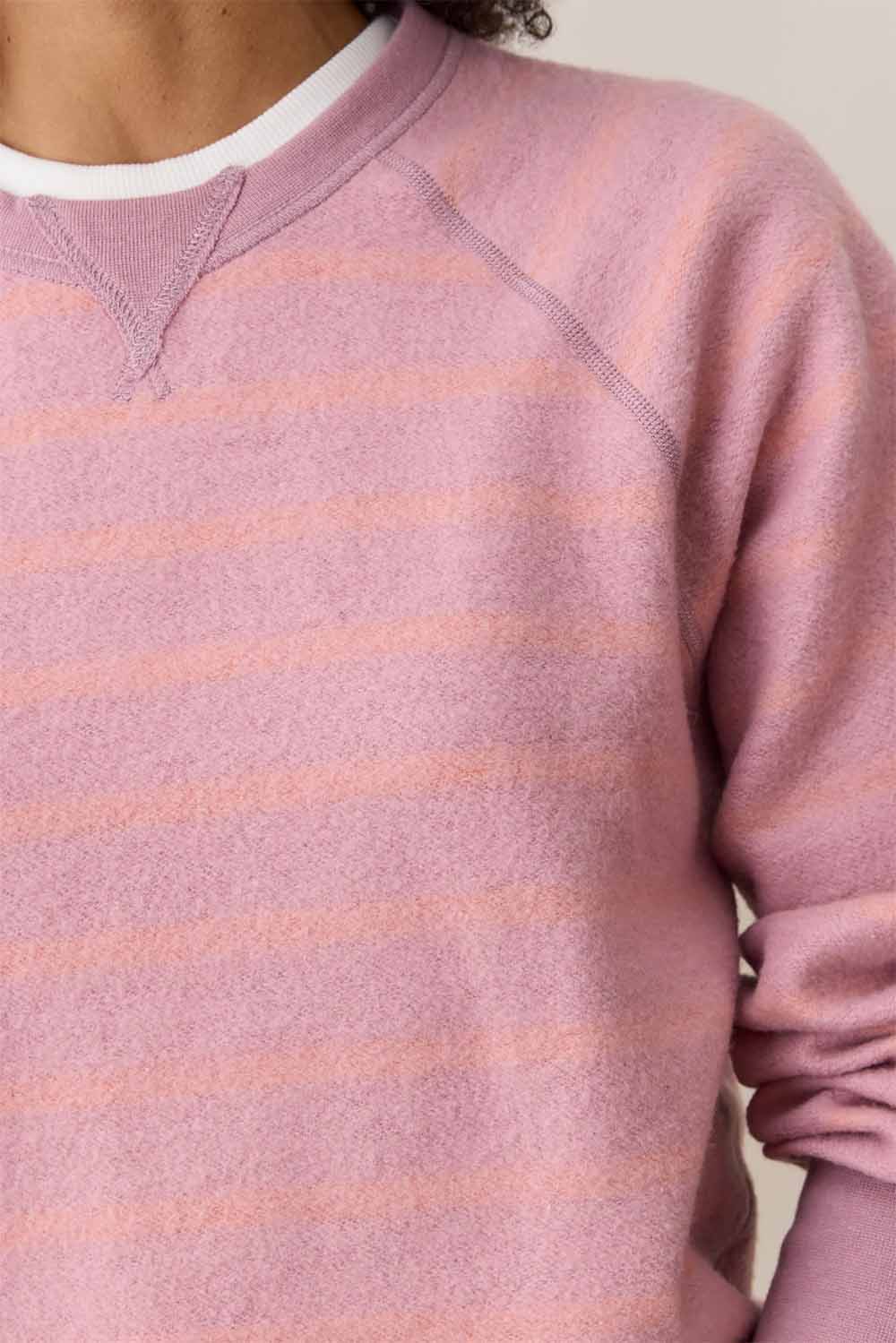Marine Layer - Cloud 9 Reversible Crew - Lilas/Orange Stripe - Reversed Detail