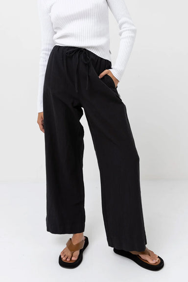 Rhythm - Classic Drawstring Pant - Black - Front