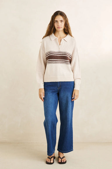 rhythm strata collared jumper natural front