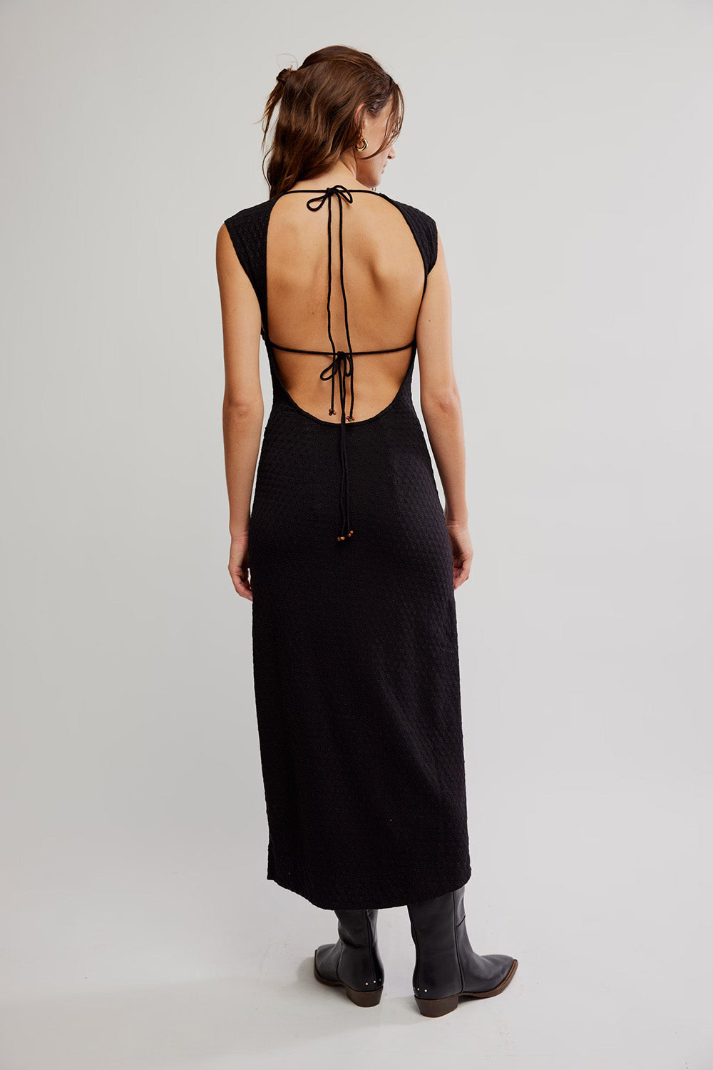 Free People - Eventide Midi Dress - Black Combo - Back