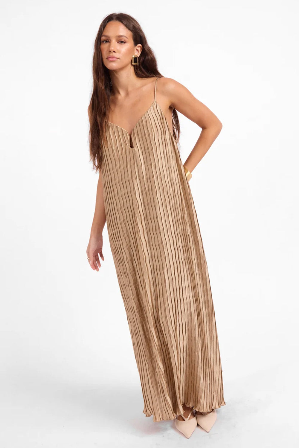 Sage the Label - City Daze Slip Dress - Taupe - Side