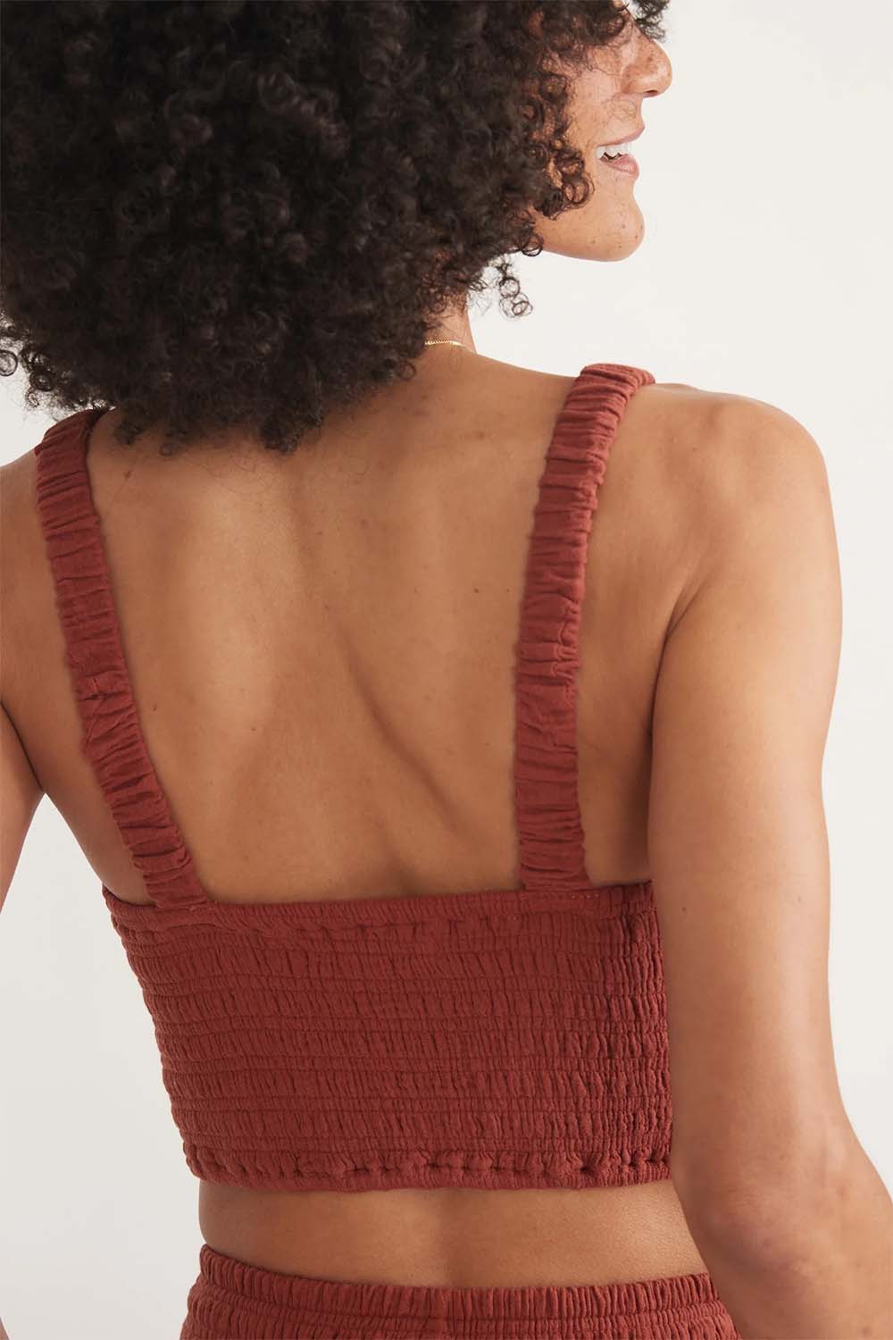 Marine Layer - Lila Double Cloth Tank - Rust - Back