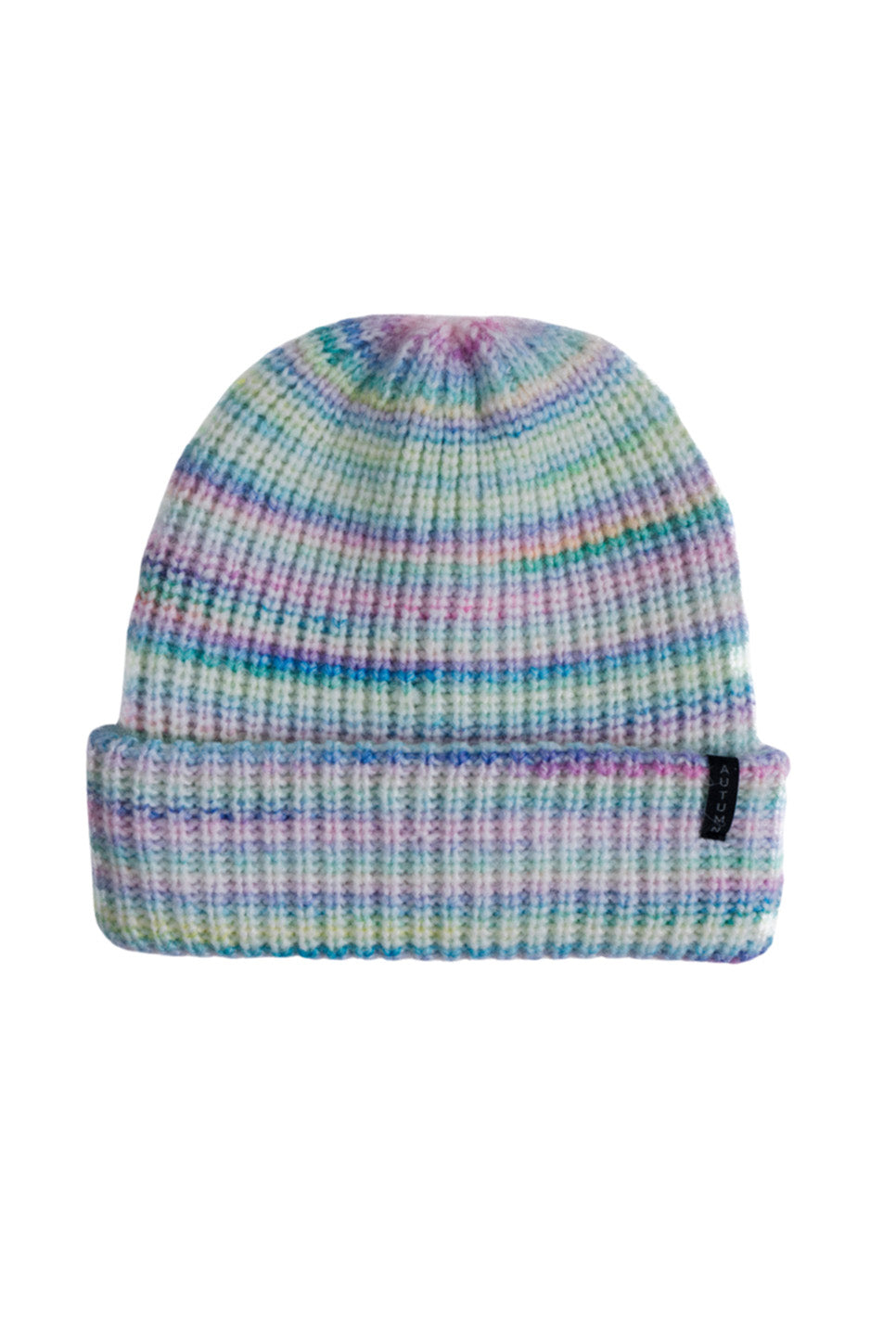 Autumn Chunky Stripe Beanie in Lemonade — Flatlay view