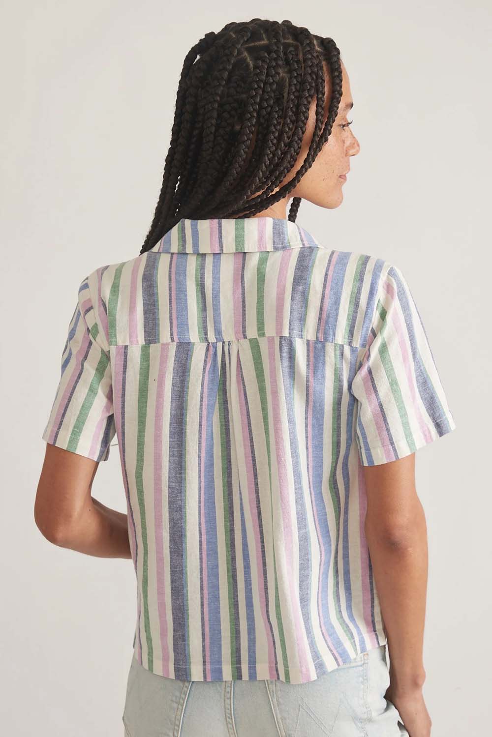 Marine Layer - Lucy Resort Shirt - Cool Stripe - Back