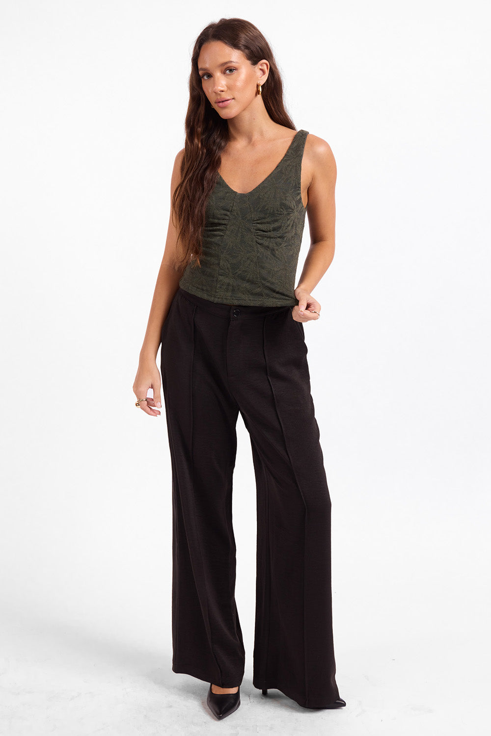 Sage the Label - Sugar Stems Tank - Olive - Full Body