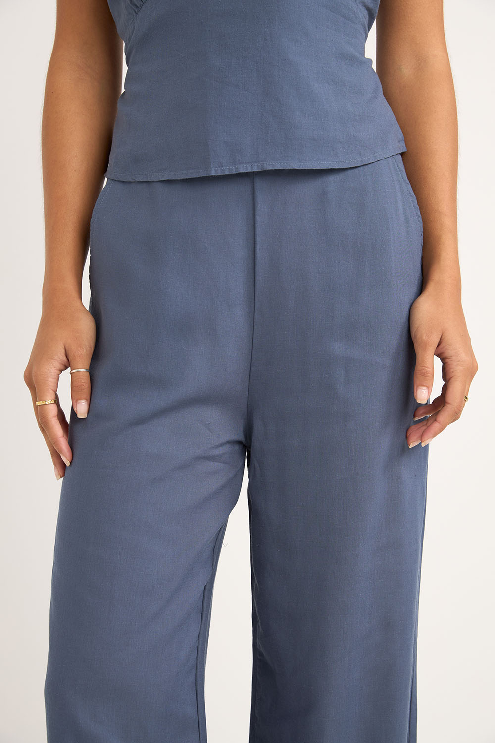 Rhythm - Stevie Wide Leg Pant - Blue - Detail