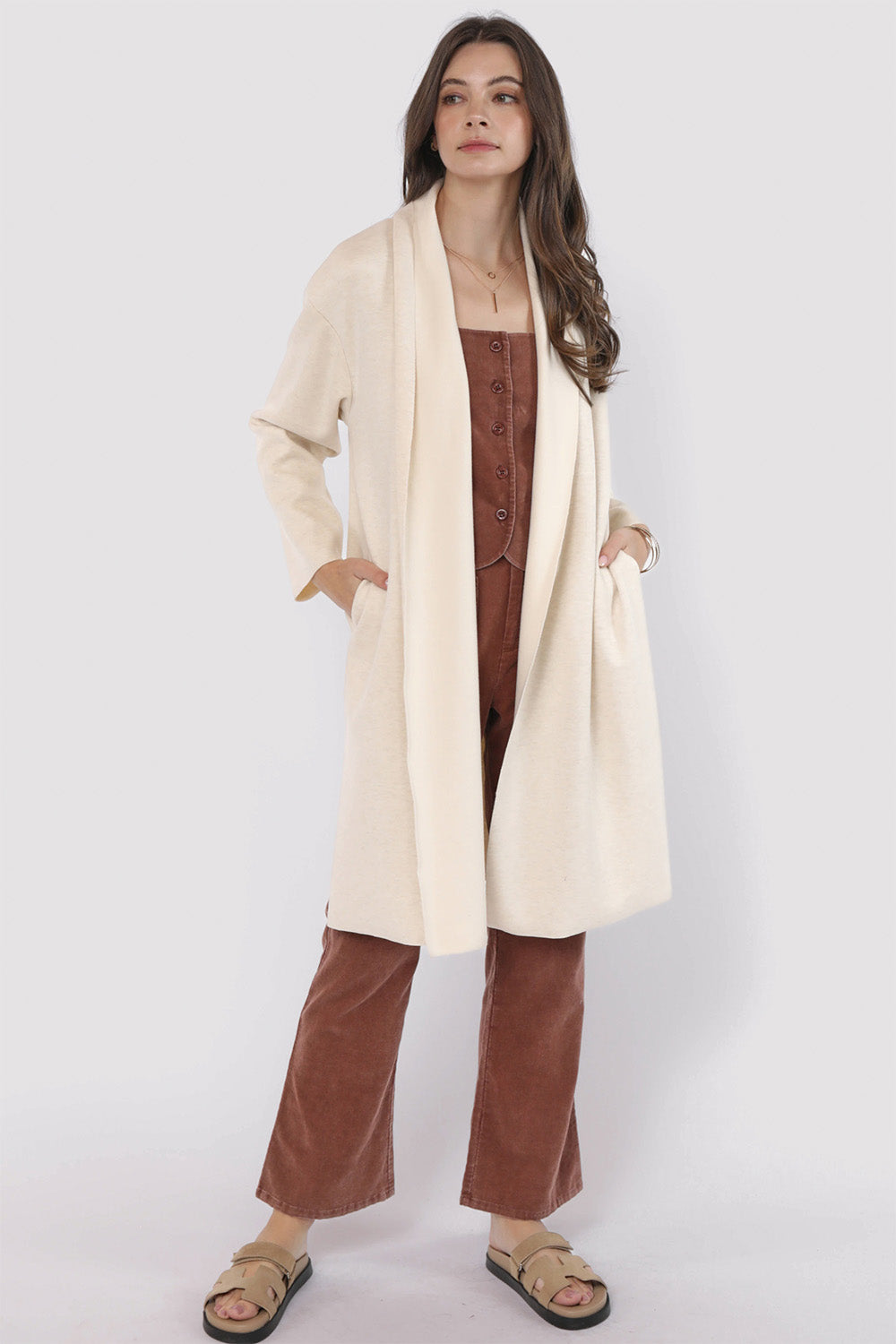 Sadie & Sage - Alessia Shawl Coat - Ivory - Front