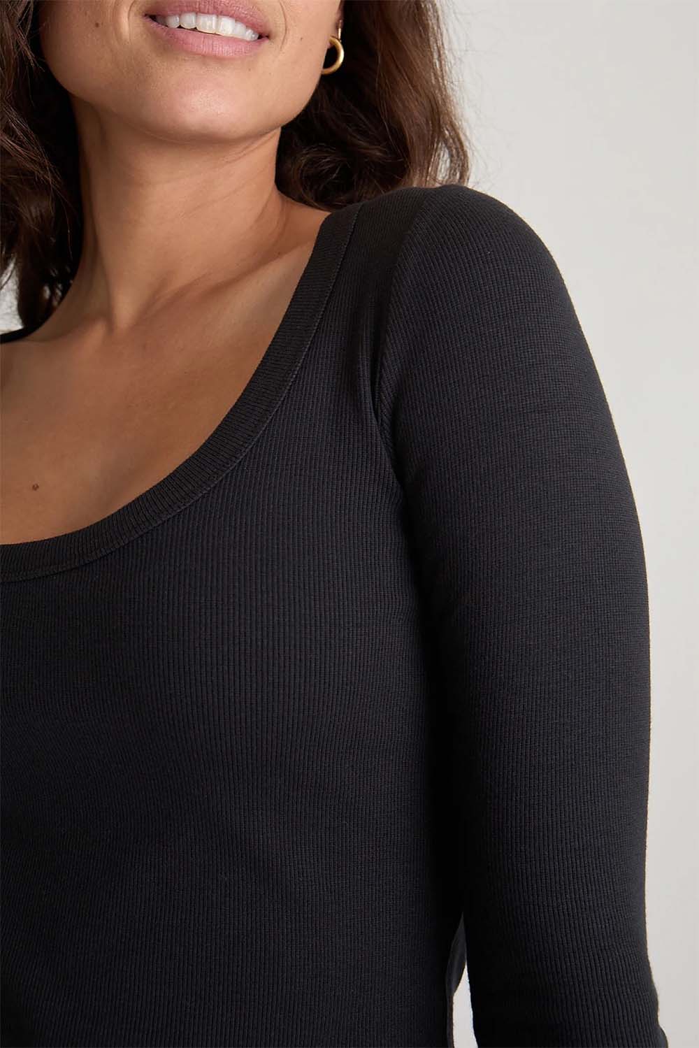 Marine Layer - Lexi Scoop Neck - Faded Black - Detail