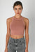 Niki Biki - Vintage Ribbed High Neck Crop Top - Terracotta