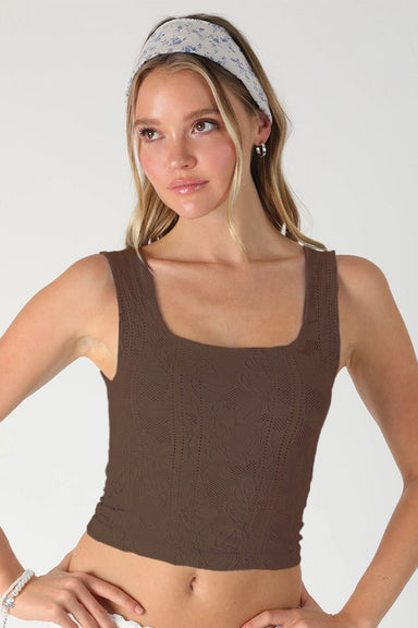 niki biki double lace square crop top coffee bean