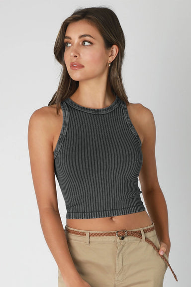 niki biki vintage wide ribbed tank top vintage black