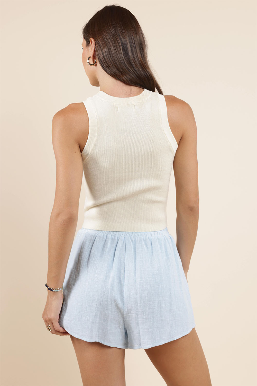 Sadie & Sage - Alexis Knit Sweater Tank - Ivory - Back