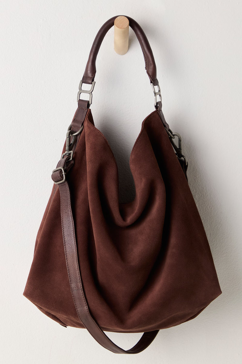 Free People - Suzie Suede Slouch Tote - Espresso - Front