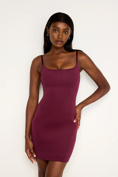 Good American - Scuba Scoop Cami Dress - Oxblood - Front