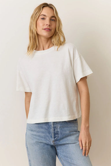 Marine Layer - Vintage Slub Crop Tee - Bright White - Front