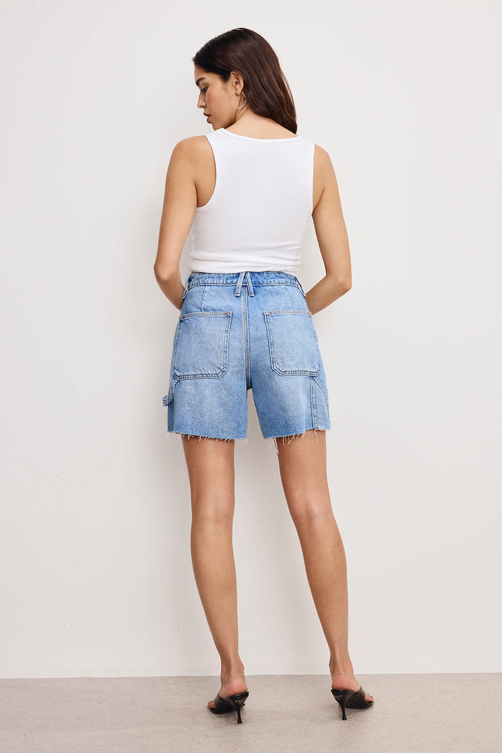 Good American - Carpenter Long Shorts - Indigo - Back