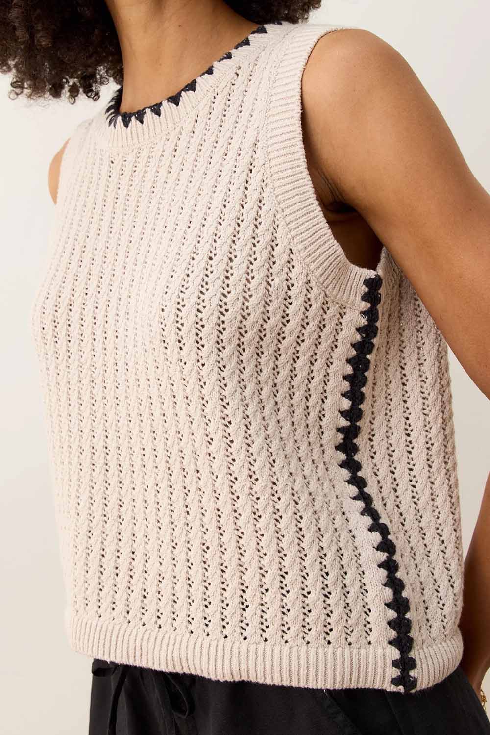 Marine Layer - Clara Sweater Vest - Linen - Detail