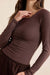 Sadie & Sage - Ronan Boat Neck Knit Top - Brown - Detail