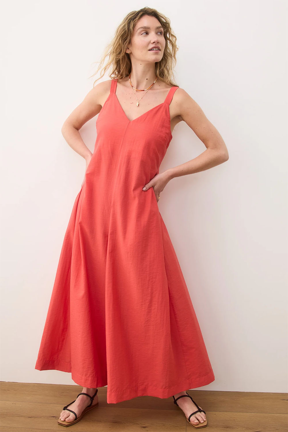 Marine Layer - Cari V Neck Jumpsuit - Hibiscus - Profile