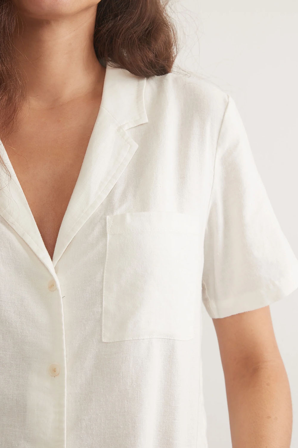 Marine Layer - Lucy Resort Shirt - White - Detail