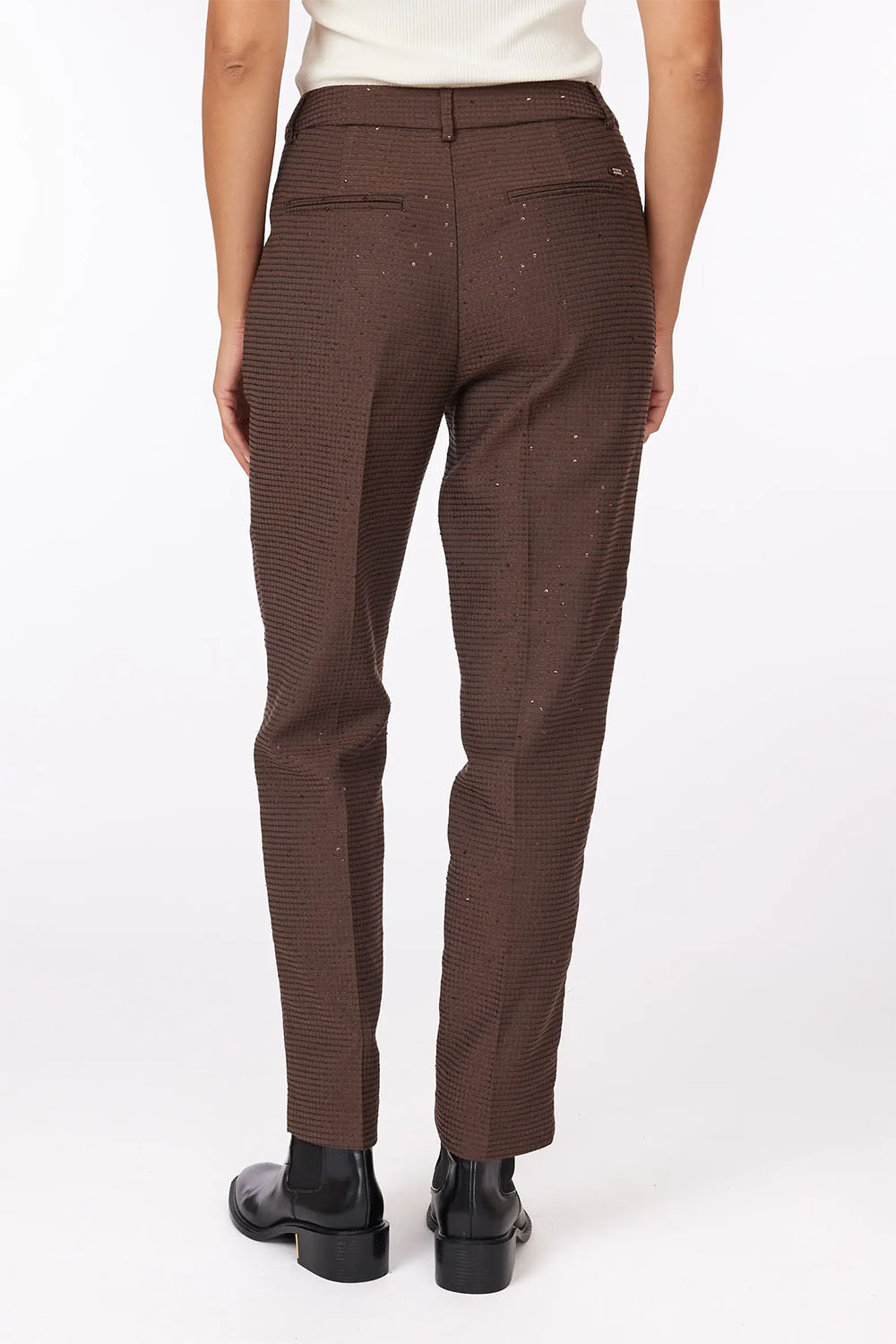Scotch & Soda - Lowry Sequined Jacquard Pant - Coffee - Back