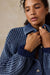 Faherty Sunwashed Lodge Cardigan in Midnight Indigo Wash — Collar detail view