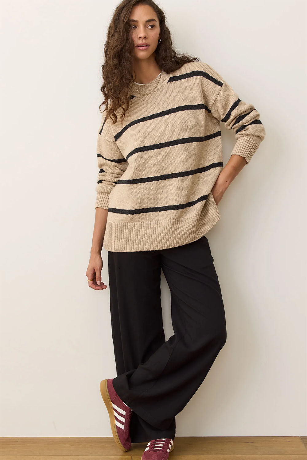 Marine Layer - Berkeley Crewneck - Oatmeal/Charcoal Stripe