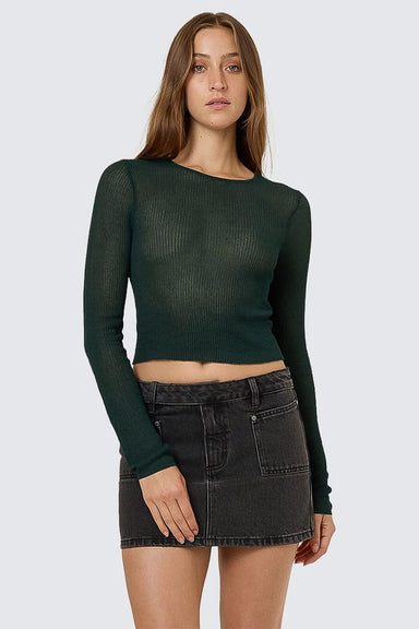 Thrills - Dissolve My Mind LS Knit Top - Vista Green - Front