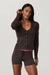 Vuori - Halo V Neck Long Sleeve Cardigan - Java Heather - Front