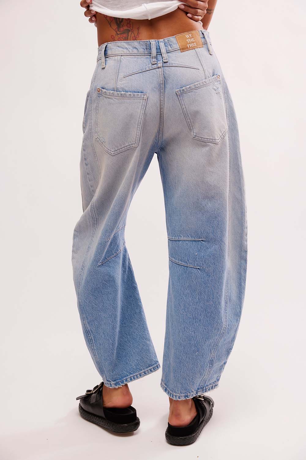  Free People - Good Luck Mid Rise Barrel - Barnyard Blue- Back