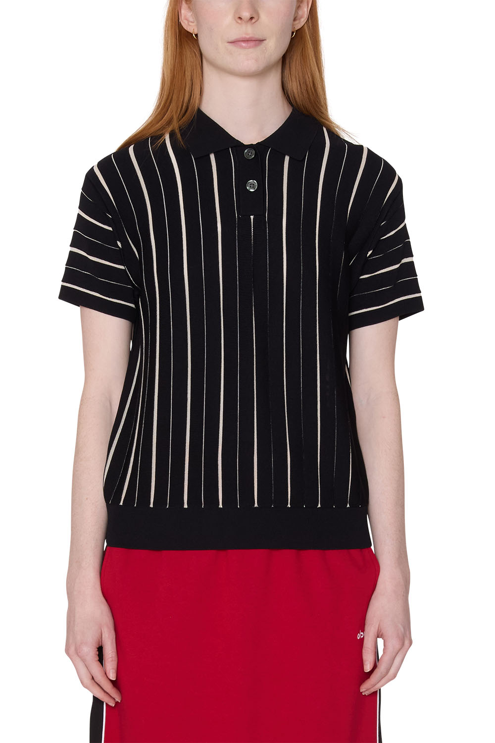 obey arlo stripe polo sweater black multi front