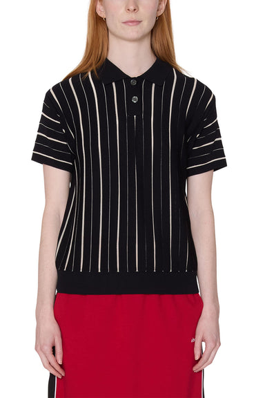 obey arlo stripe polo sweater black multi front
