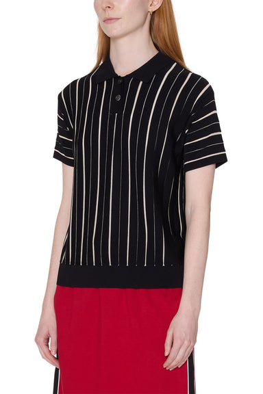 obey arlo stripe polo sweater black multi side