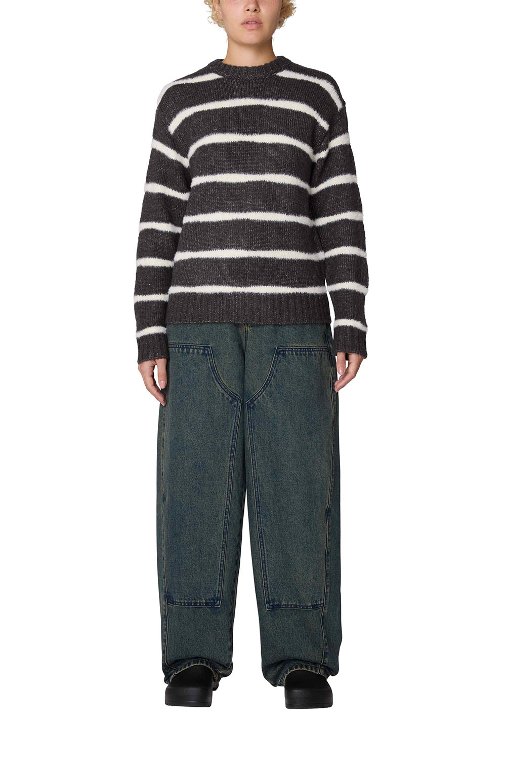 Obey - Casey Stripe Crew Sweater - Charcoal Multi