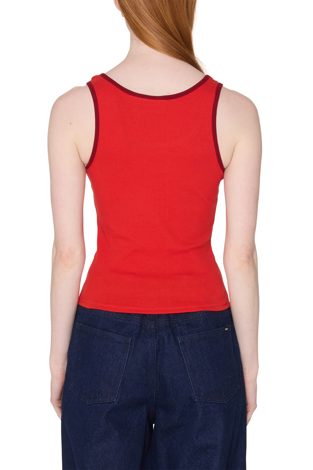 obey loren rib tank red back