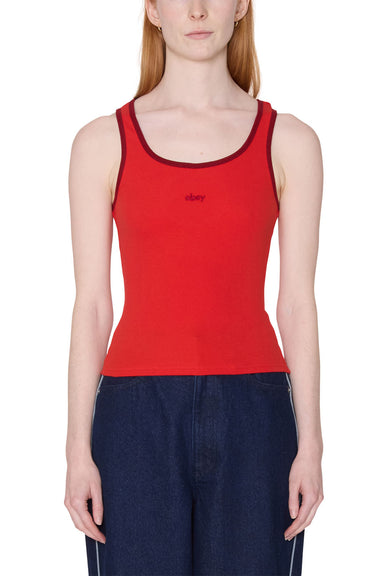 obey loren rib tank red front