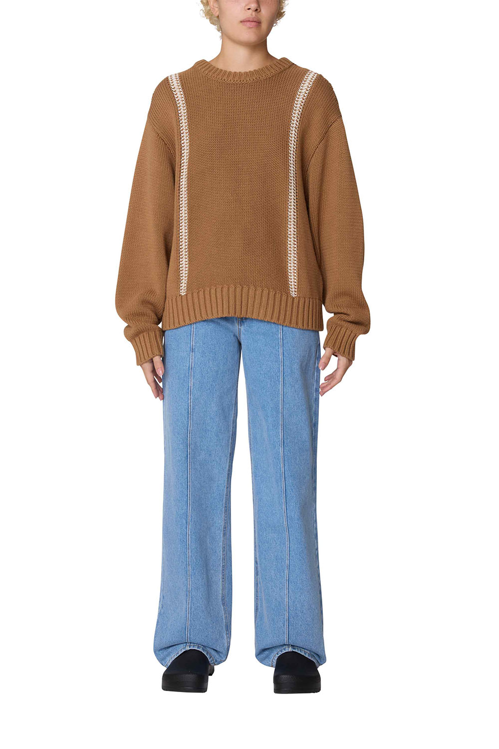 Obey - Mend Stitch Crew Sweater - Caramel