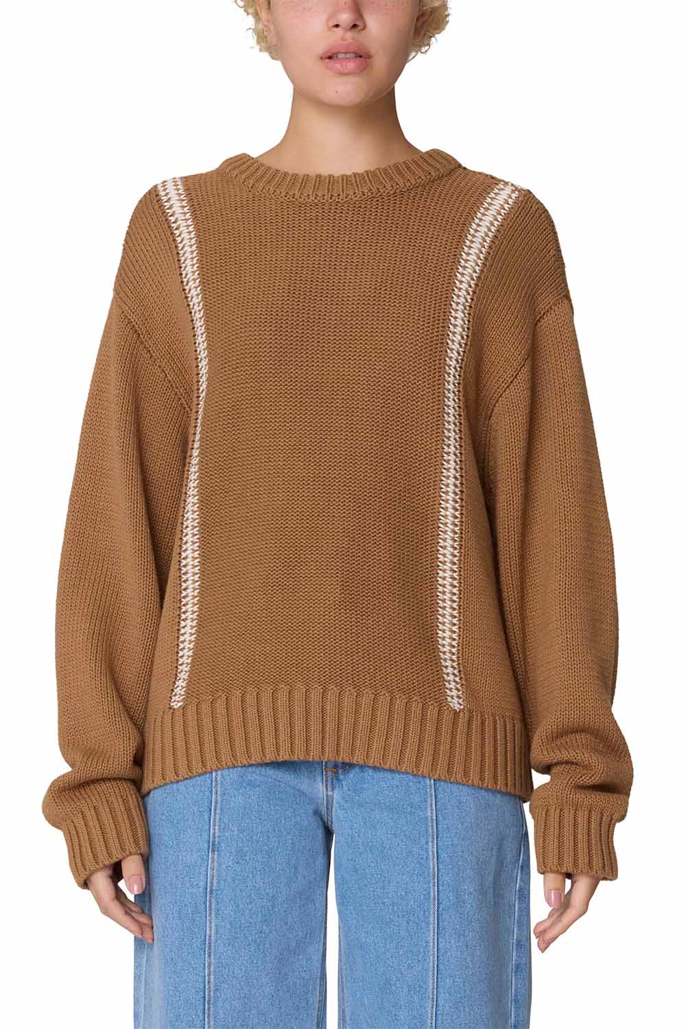 Obey - Mend Stitch Crew Sweater - Caramel - Front