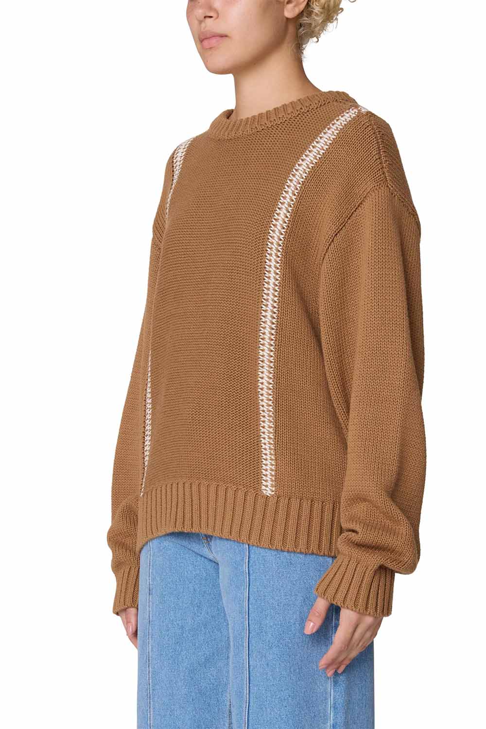 Obey - Mend Stitch Crew Sweater - Caramel - Side