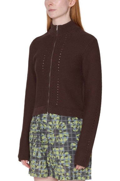 obey meredith mock zip sweater chocolate side