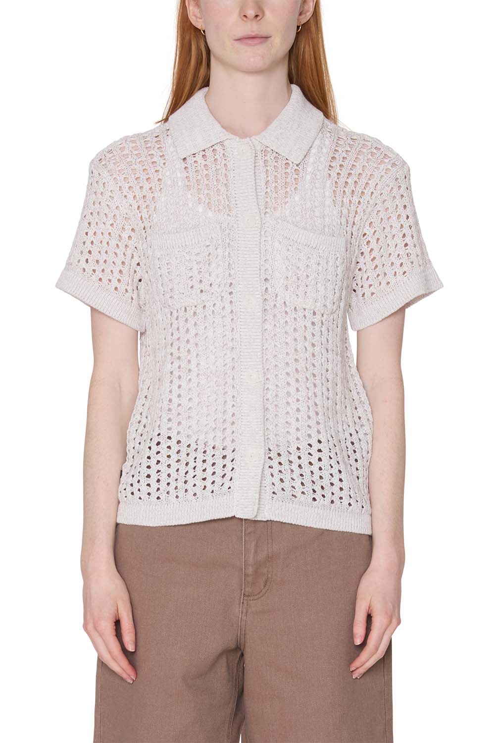 obey milly open knit sweater marshmallow multi front