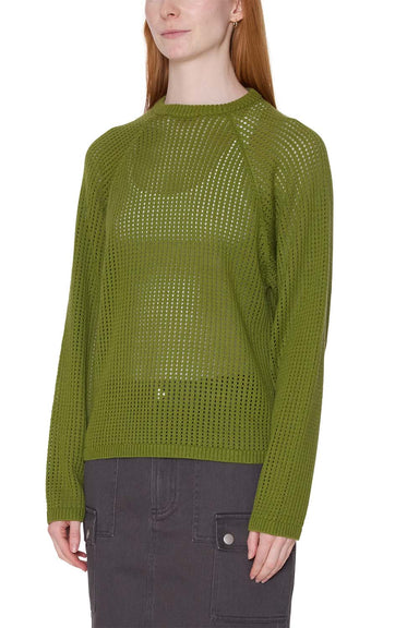 obey talia open knit raglan pesto side