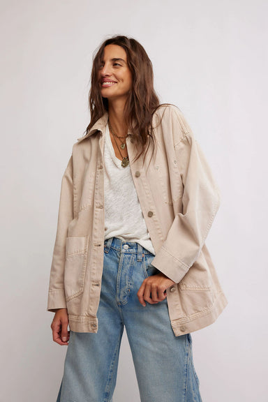 Free People - Avery Denim Jacket  - Softest Sand - Front