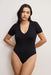 Good American - Stretch Deep V Bodysuit - Black - Size 8 - Front
