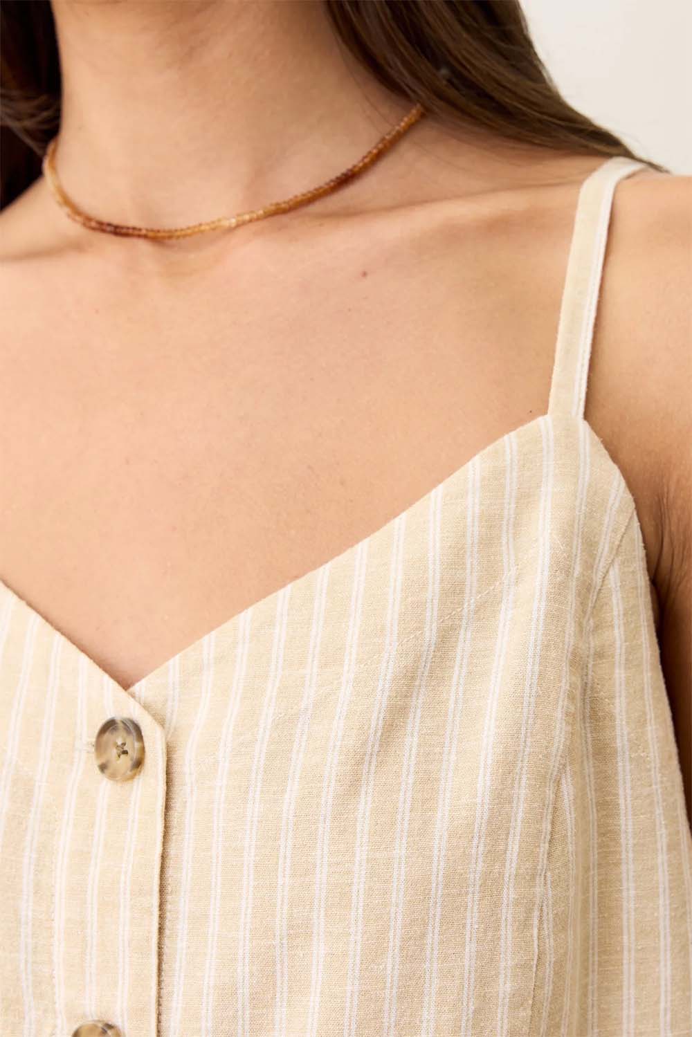 Marine Layer - Celeste Hemp Cami - Natural Stripe - Detail