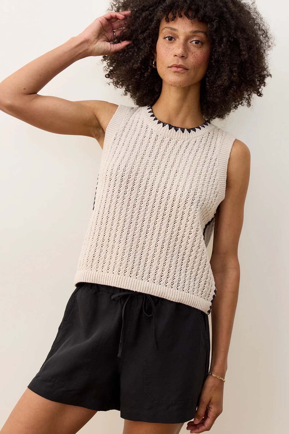 Marine Layer - Clara Sweater Vest - Linen - Profile