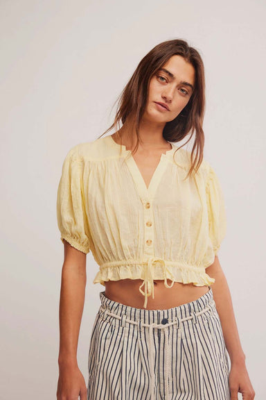 Free People - Little Cloud Shirt - Banana Cream - Front