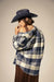 Brixton - Bowery Flannel - Azure Blue/Whitecap Plaid - Back